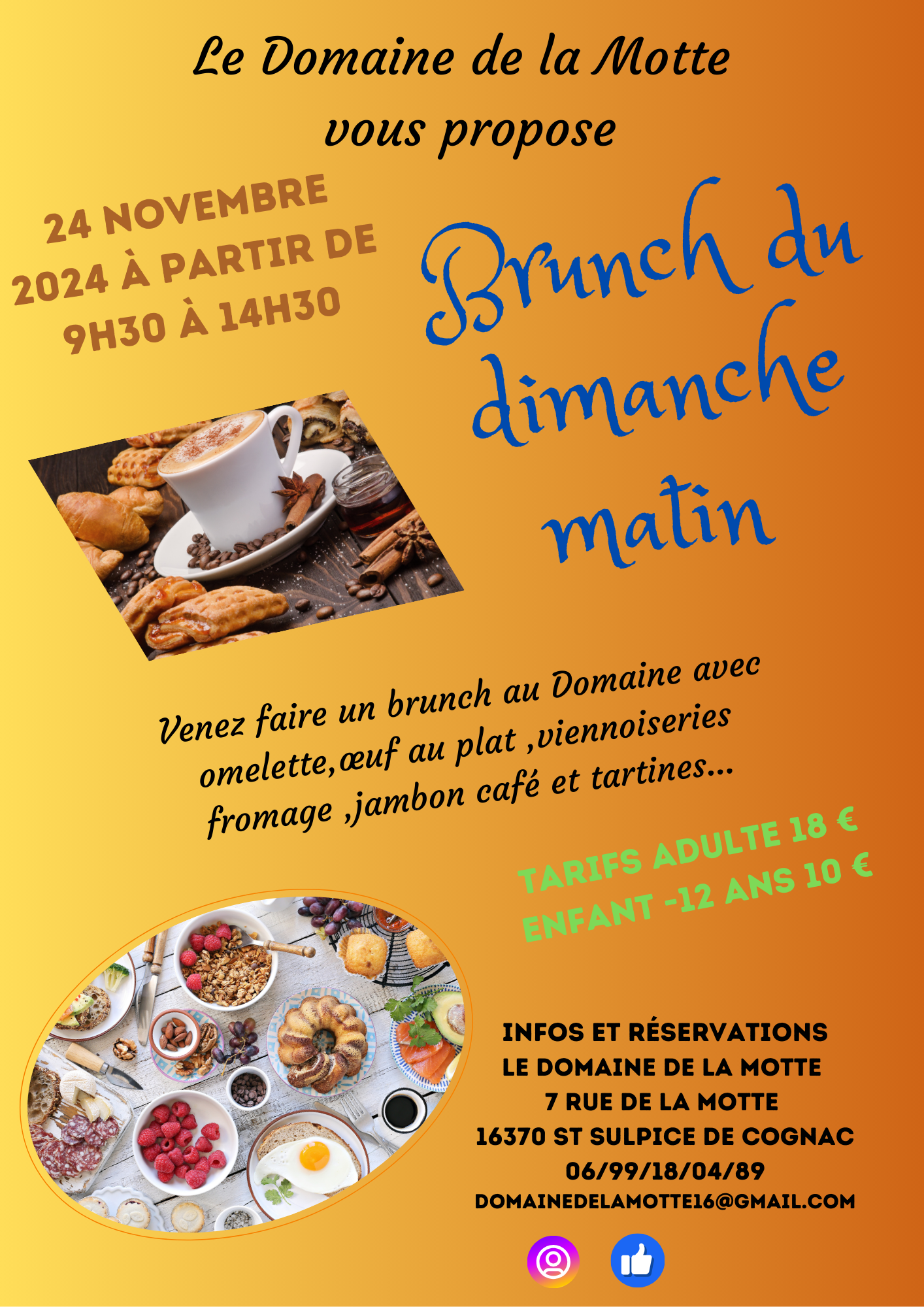 Venez faire un brunch au Domaine de la Motte